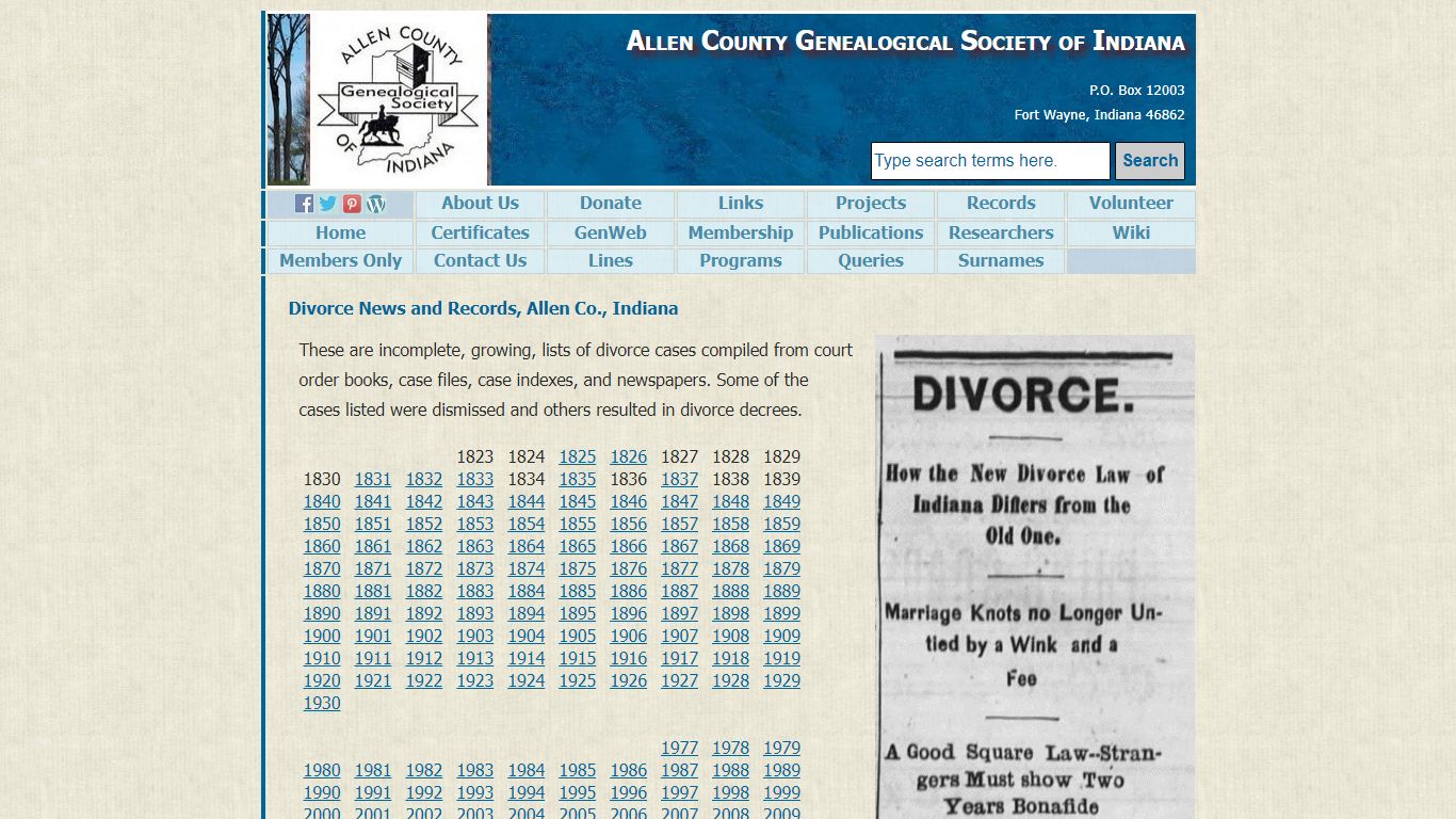 ACGSI - Allen County Divorce News and Records